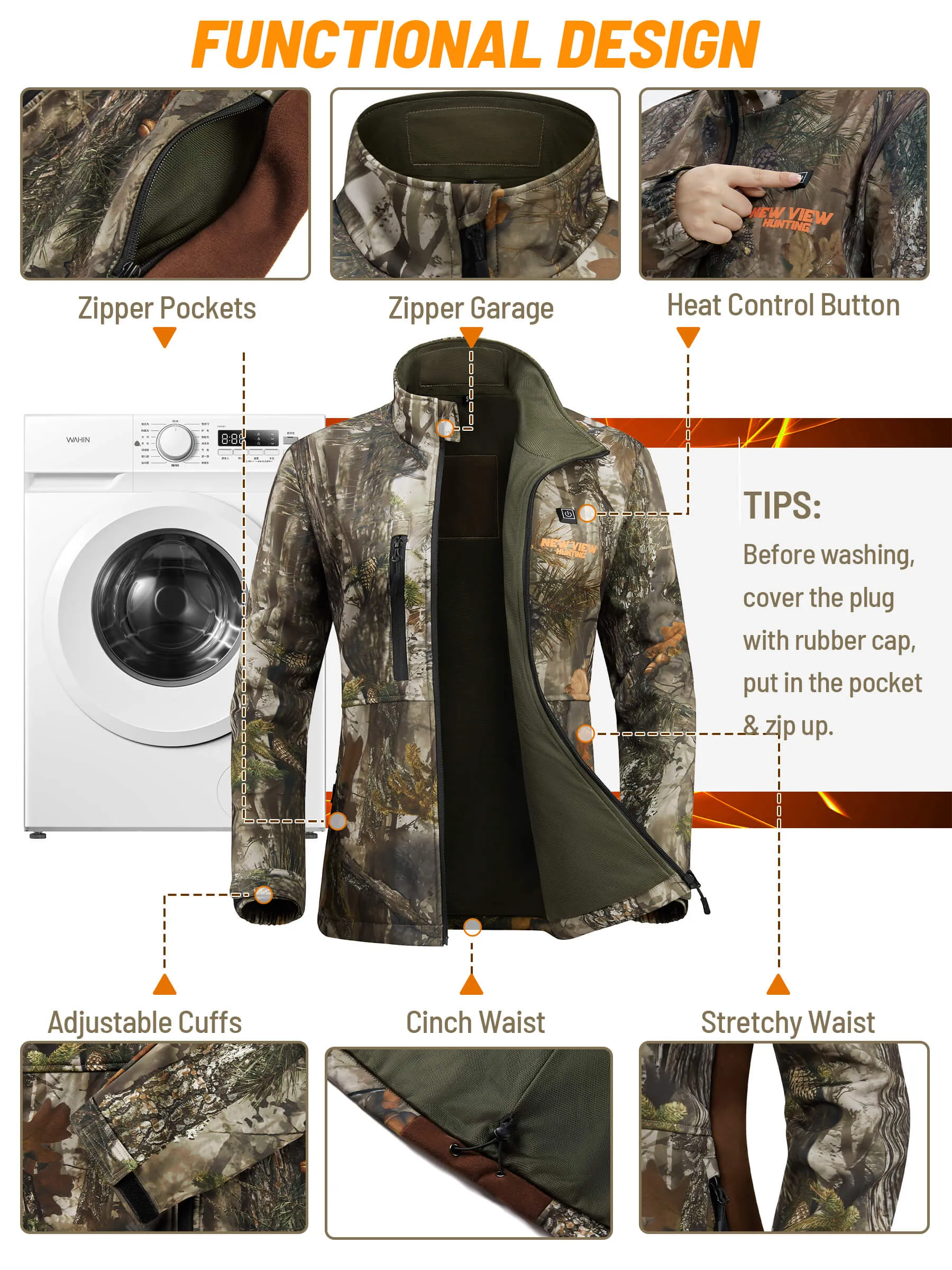 Women's Heated Jacket for Hunting, Powe Bank Included