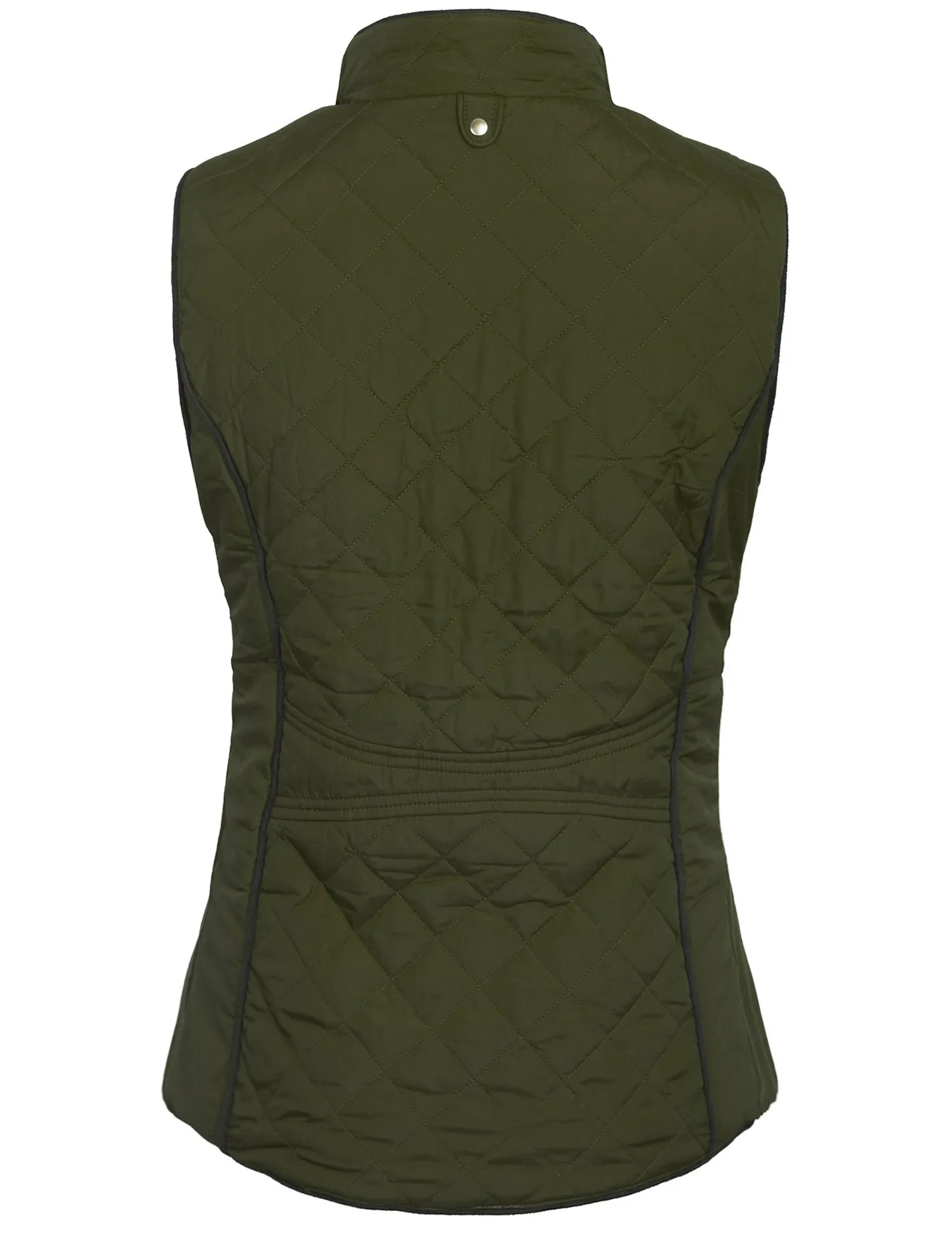 Womens Quilted Fully Lined Lightweight Zip Up Vest with Fur Lining