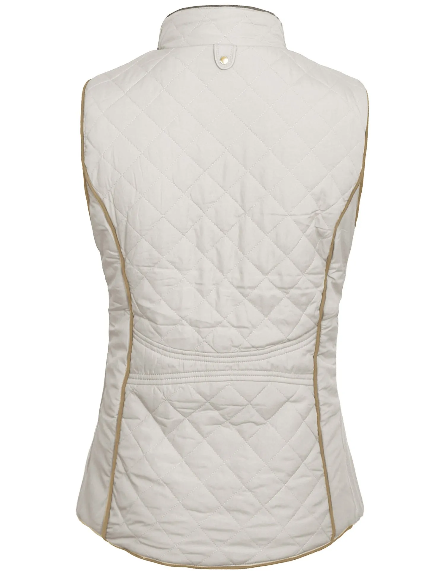 Womens Quilted Fully Lined Lightweight Zip Up Vest with Fur Lining