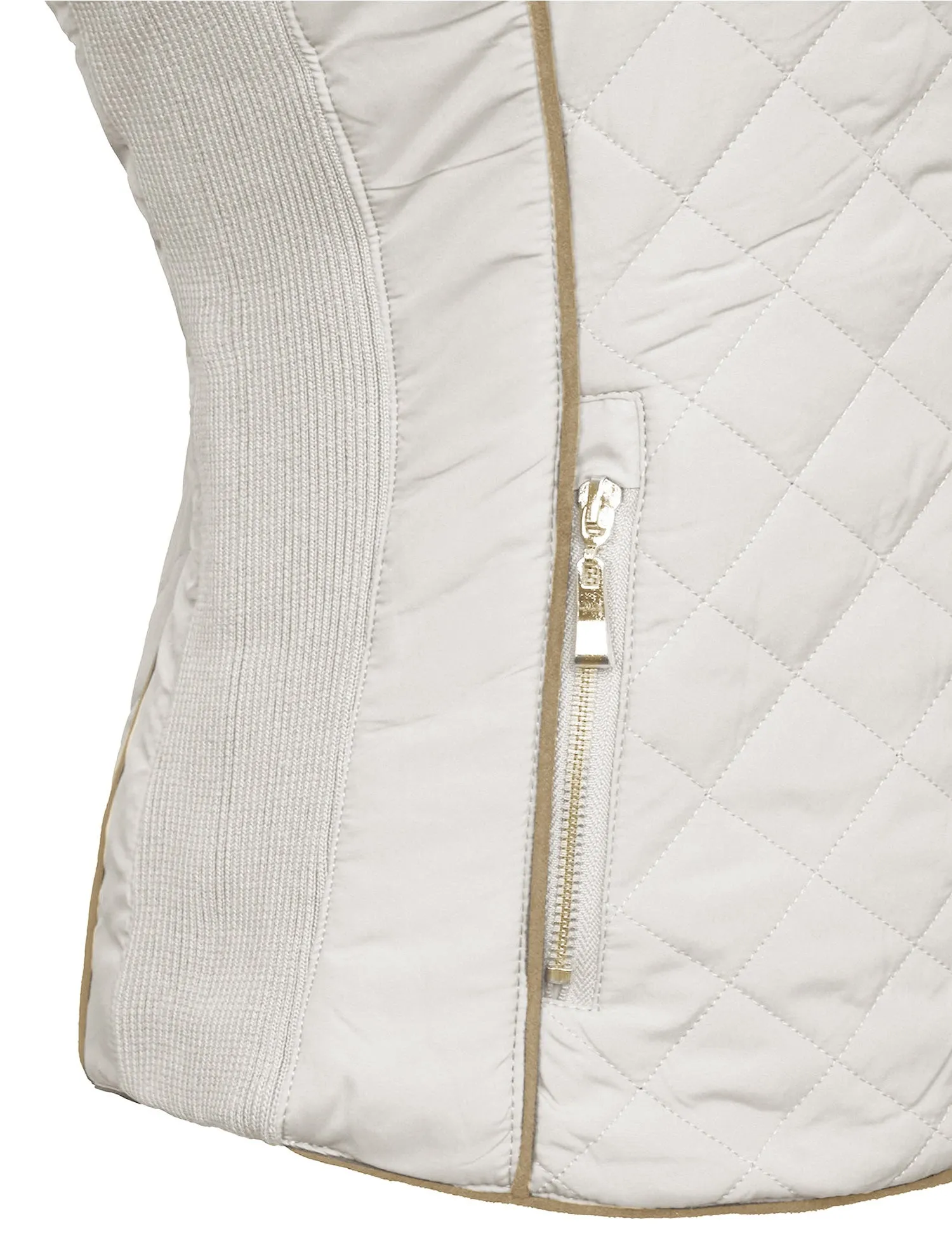 Womens Quilted Fully Lined Lightweight Zip Up Vest with Fur Lining